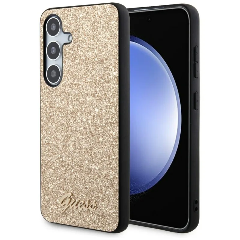 Puzdro Guess Glitter Script pre Samsung Galaxy S24 - zlaté