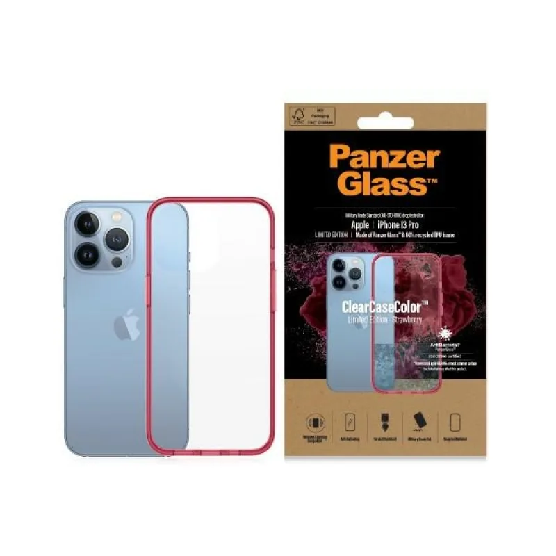 Antibakteriálne puzdro s certifikáciou Military Grade pre iPhone 13 Pro PanzerGlass ClearCase - priehľadné ružové