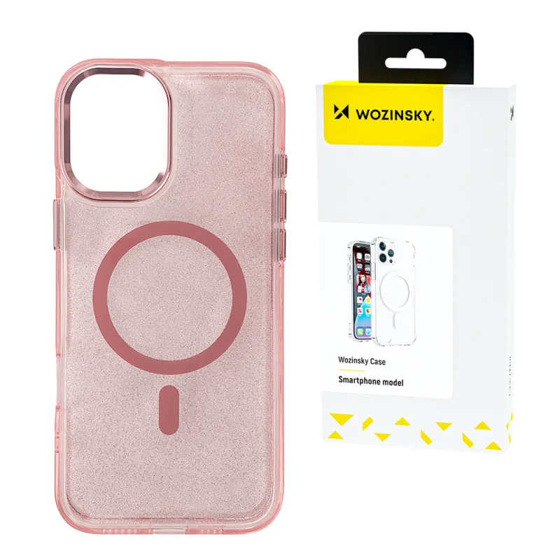 Wozinsky Glitter Case with Mag Safe pre Samsung Galaxy S25+ - ružové s trblietkami