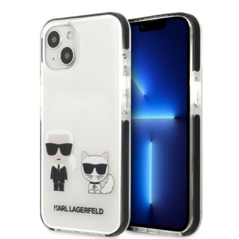 Karl Lagerfeld KLHCP13STPEKCW pevné puzdro na iPhone 13 mini 5,4" bielo/biele Karl&Choupette