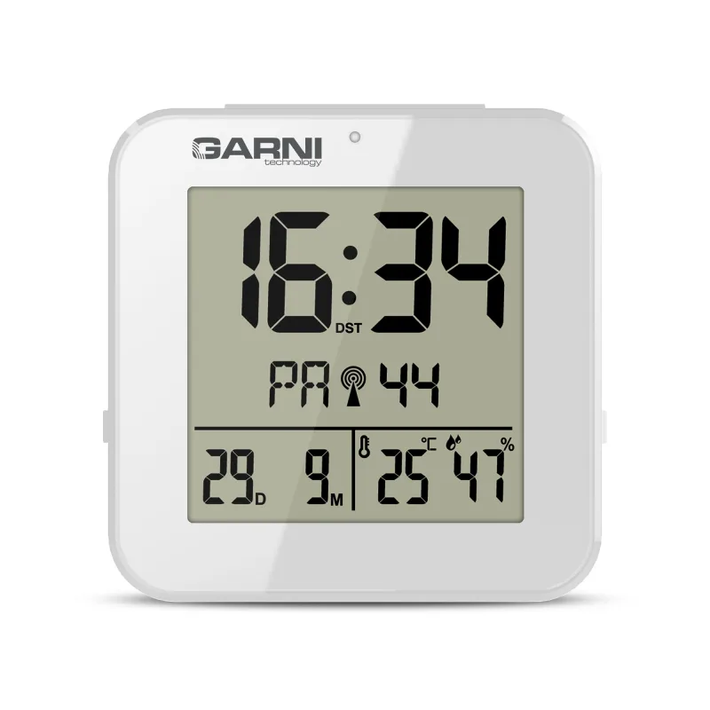 GARNI 138W - digitální budík s teploměrem a vlhkoměrem, bílá GARNI 138W