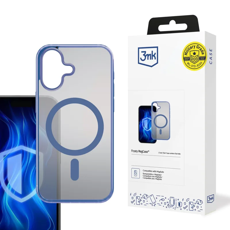 3mk ochranný kryt Frosty MagCase Blue pro Apple iPhone 16 5903108596381