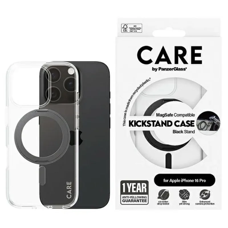 CARE by PanzerGlass Feature Kickstand Case iPhone 16 Pro 6,3" čierna/čierna MagSafe 1322