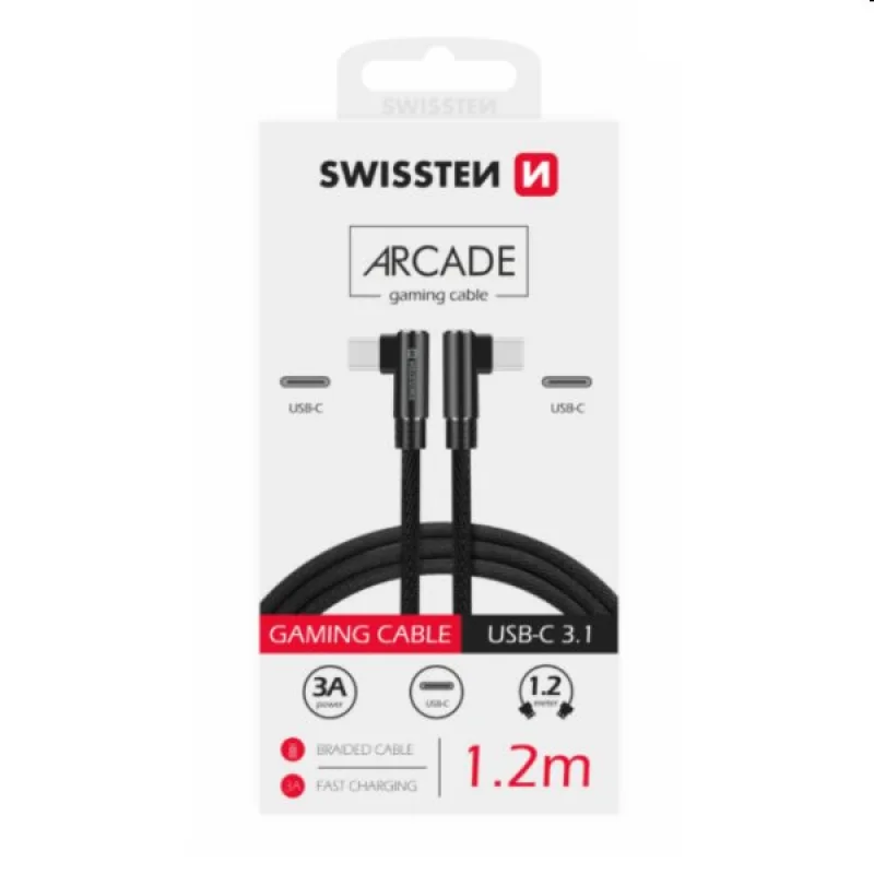 Swissten Data Cable Textile Arcade USB-C/USB-C 1.2 m, black 71528800