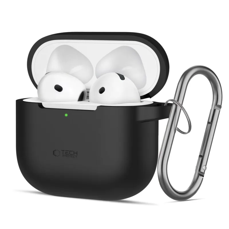 Silikónové háčikové puzdro Tech-Protect pre AirPods 4 - čierne