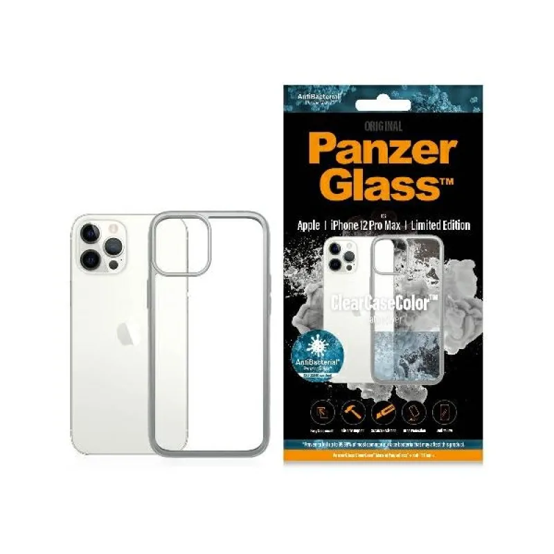 Puzdro PanzerGlass ClearCase pre iPhone 12 Pro Max - priehľadné a strieborné