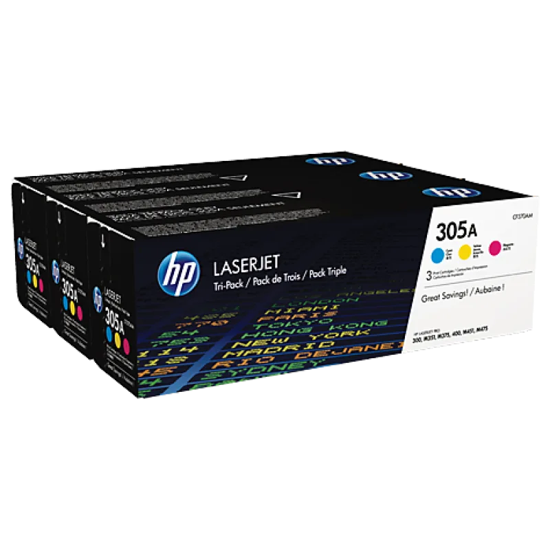 HP 305A CYM Tri-Pack Laserjet Toner Cartridge CF370AM