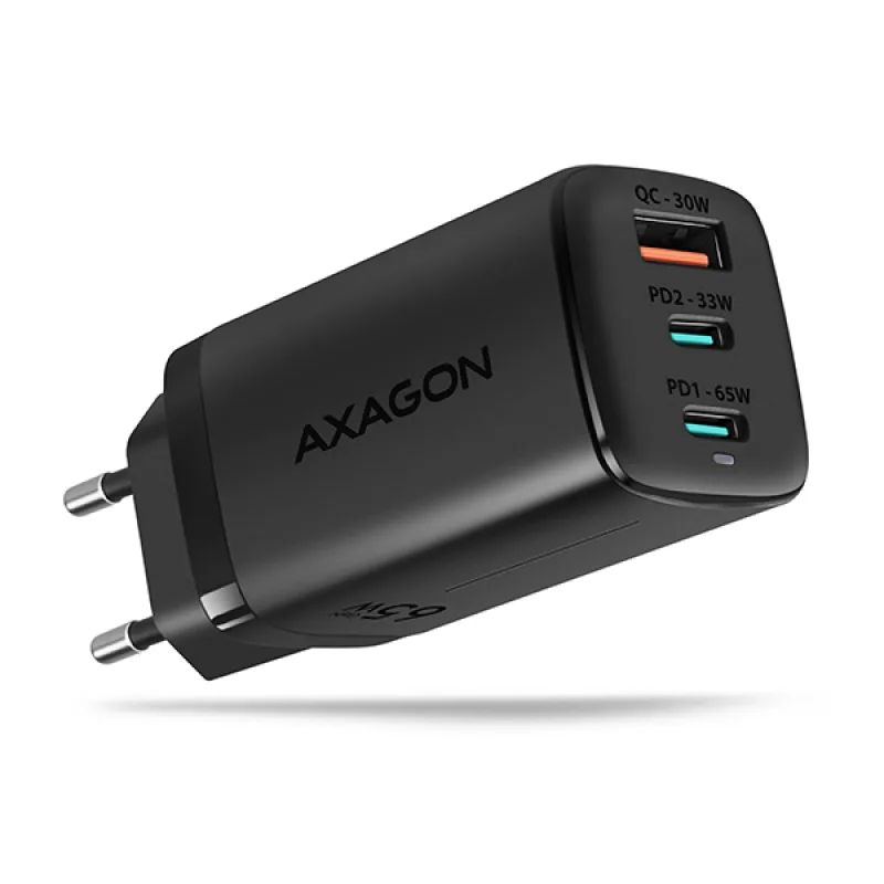 AXAGON ACU-DPQ65, GaN nabíjačka do siete 65W, 3x port…