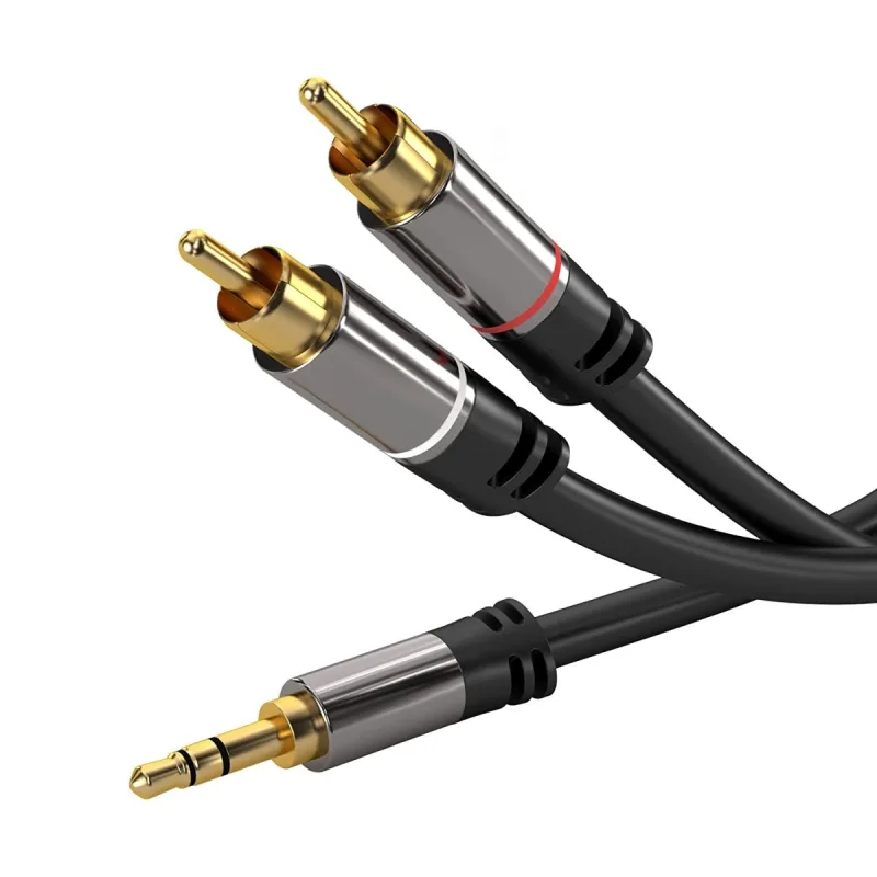 PremiumCord HQ tienený kábel stereo Jack 3.5mm-2xCINCH M/ M 5m kjqcin5
