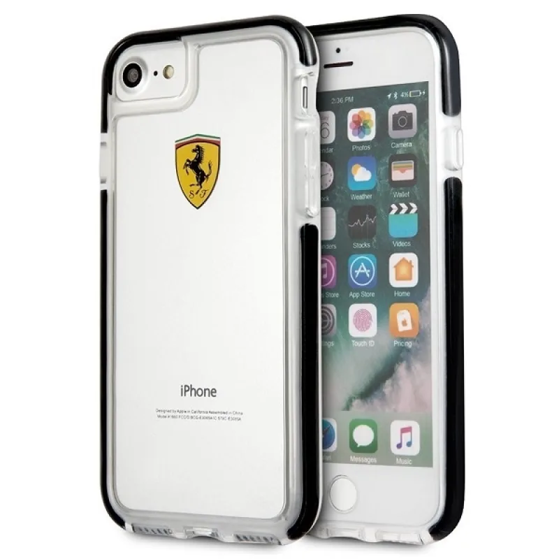 Pevné puzdro Ferrari FEGLHCP7BK iPhone 7/8 SE 2020 / SE 2022 Nárazuvzdorné priehľadné čierne