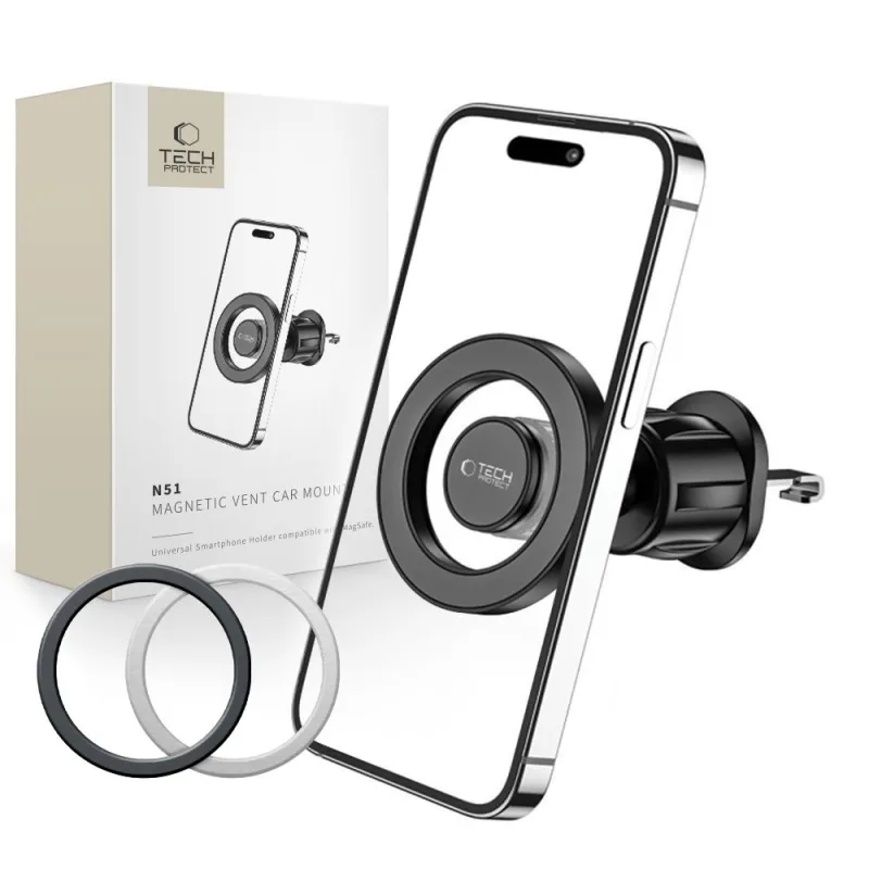 Držiak na telefón do auta Tech-Protect N51 s MagSafe pre ventilačný otvor – čierny