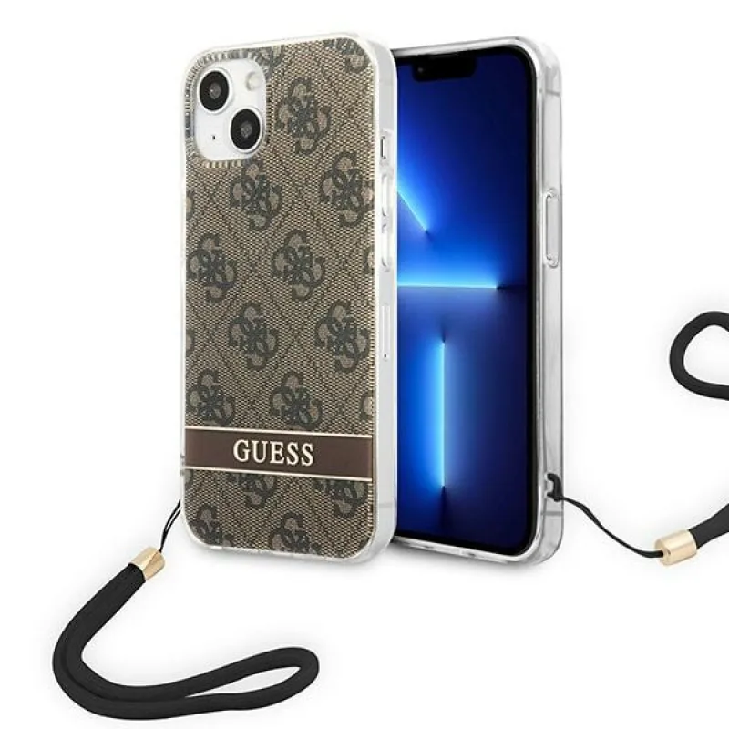 Guess GUOHCP14MH4STW iPhone 14 Plus 6,7" hnedé/hnedé pevné puzdro 4G Print Strap