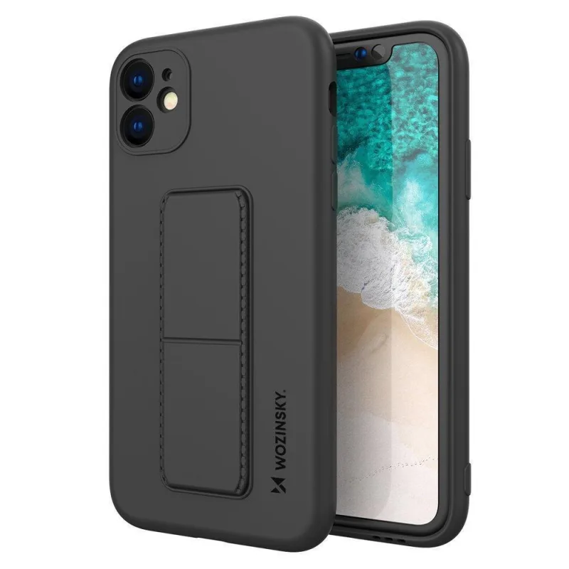 Wozinsky Kickstand Case Silikónové puzdro so stojanom Xiaomi Redmi 10X 4G / Xiaomi Redmi Note 9 čierne