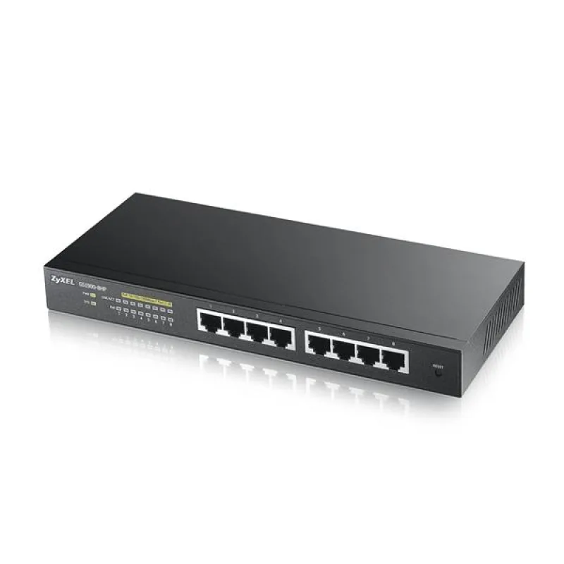 Zyxel GS1900-8HP v3, 8-port GbE L2 PoE Smart Switch, 802.3at, desktop,…