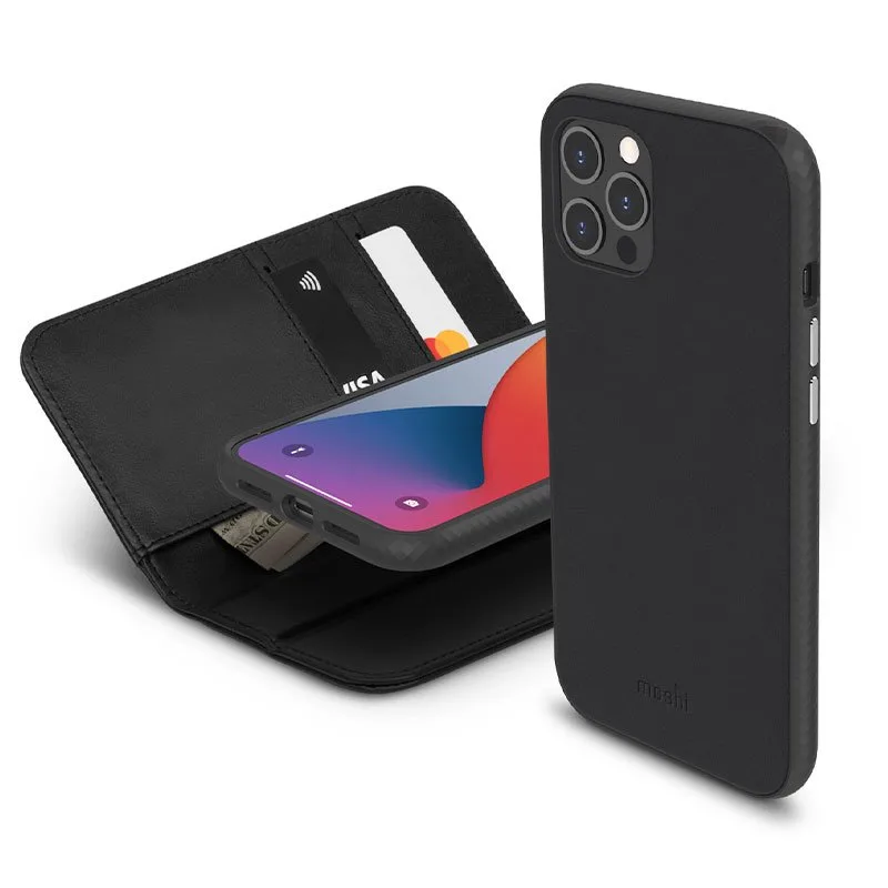 Moshi puzdro Overture with Detachable Magnetic Wallet pre iPhone 12 Pro Max - Black