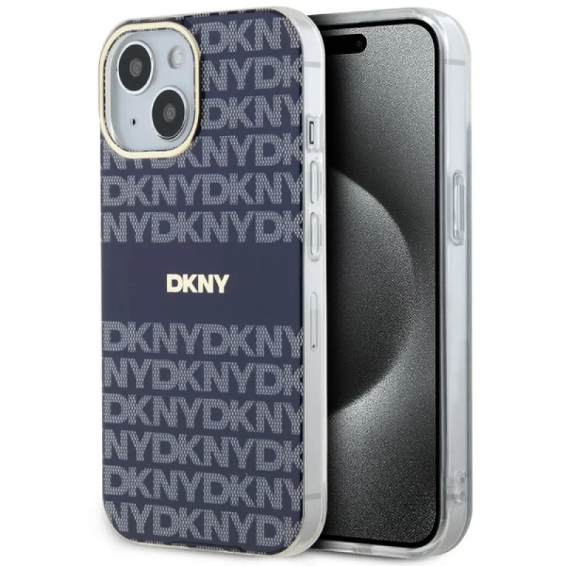Puzdro DKNY IML Mono & Stripe MagSafe pre iPhone 15 / 14 / 13 - modré