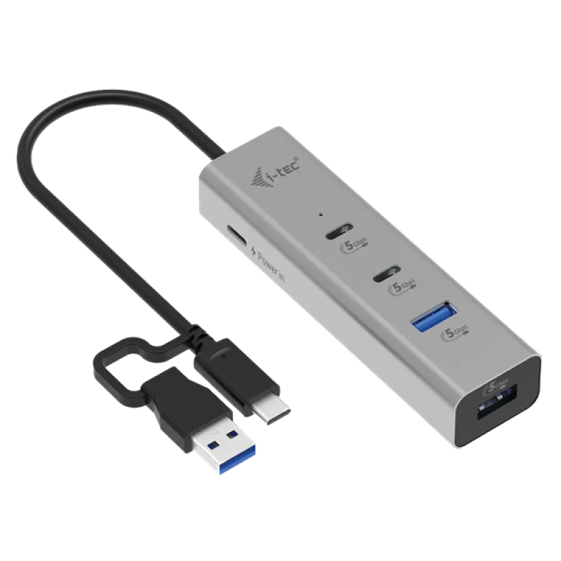 i-tec Universal Charging Metal HUB 2x USB-C + 2x USB-A Port, PD 85W…