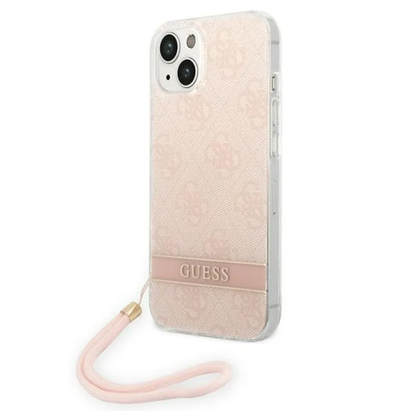 Guess GUOHCP14MH4STP iPhone 14 Plus 6,7" ružovo-ružové pevné puzdro 4G Print Strap