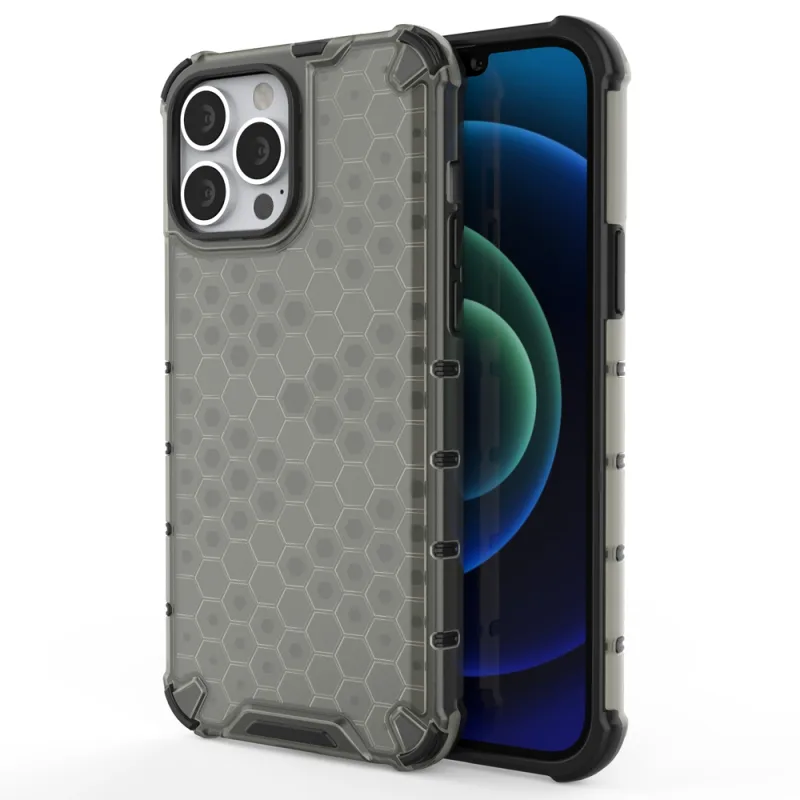 Pancierový kryt Honeycomb Case s TPU Bumper pre iPhone 13 Pro Max čierny