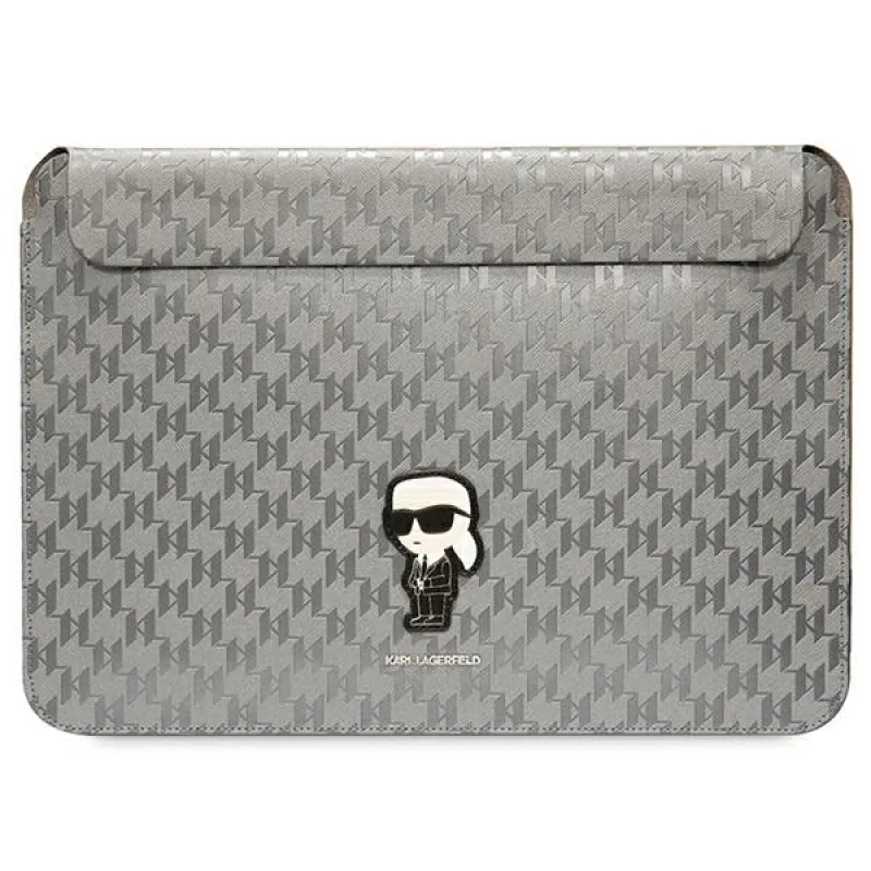 Puzdro Karl Lagerfeld Saffiano Monogram Ikonik na 14" notebook - strieborné