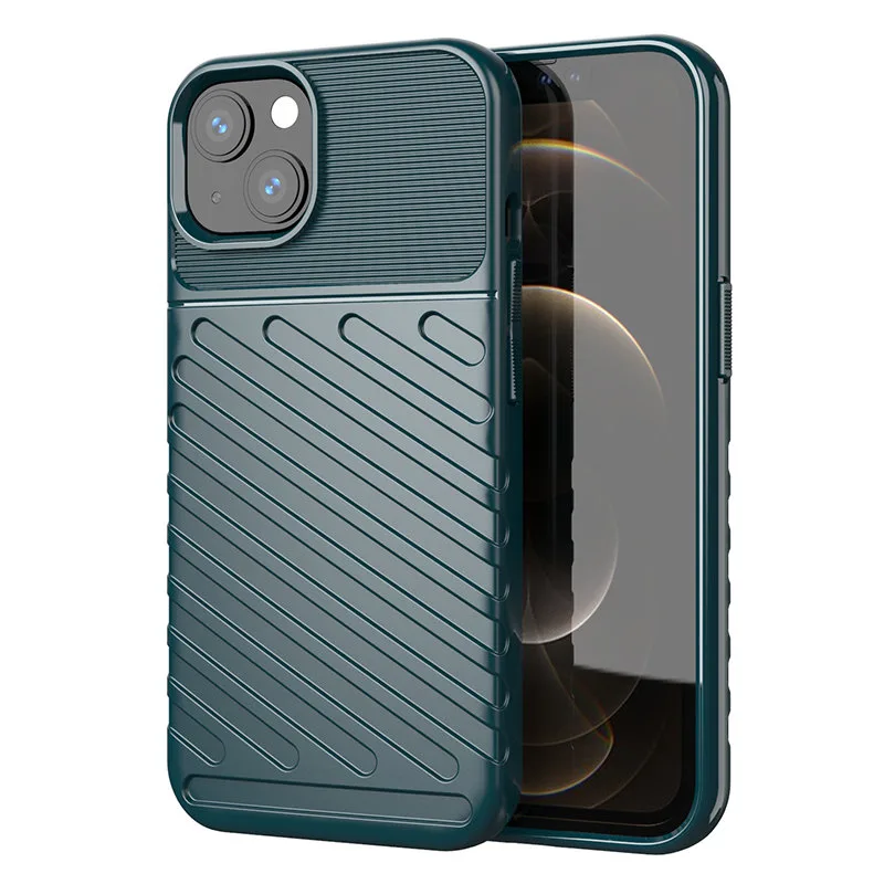 Thunder Case Flexibilné Tough Rugged Cover TPU puzdro pre iPhone 13 mini zelené