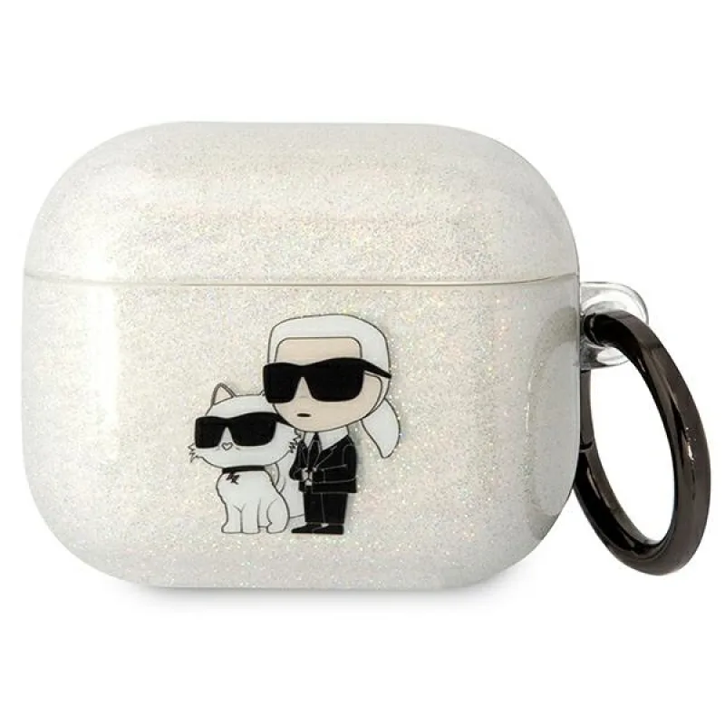 Karl Lagerfeld KLA3HNKCTGT kryt Airpods 3 transparentný Gliter Karl&Choupette