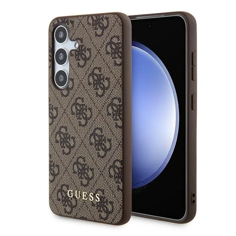 Puzdro Guess 4G Metal Gold Logo pre Samsung Galaxy S24 - hnedé