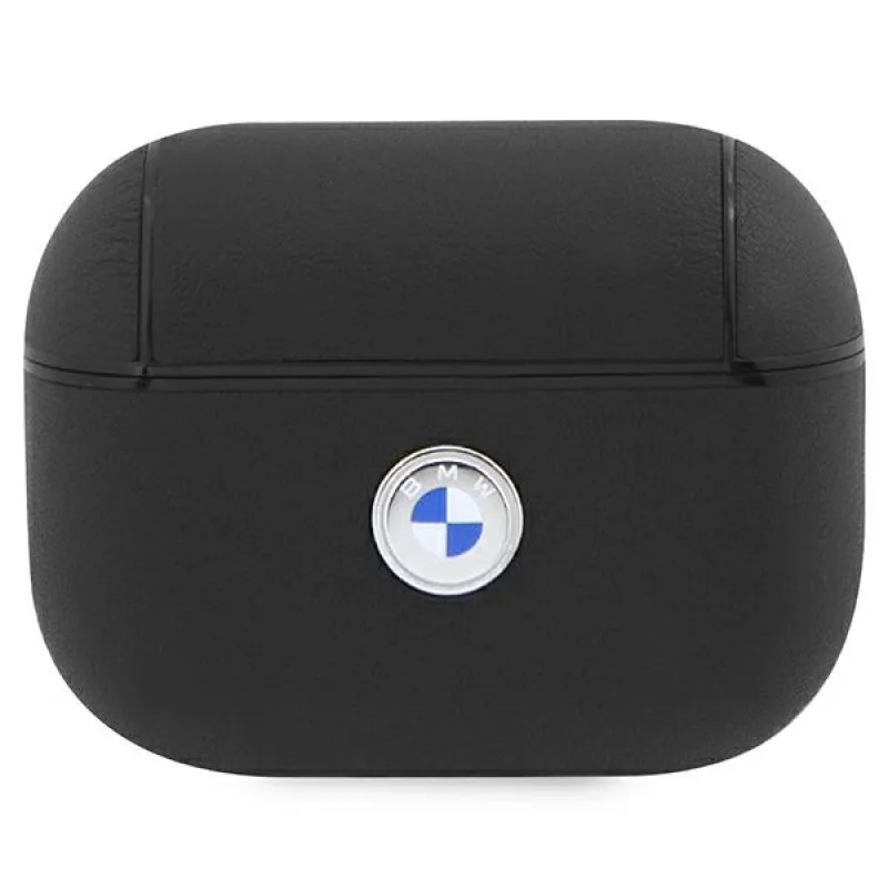 BMW BMAP2SSLBK kryt AirPods Pro 2 (2022/2023) čierno/čierny Geniune Leather Silver Logo
