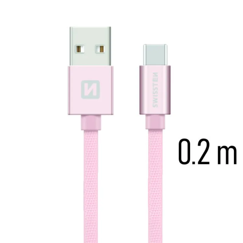 Swissten Data Cable Textile USB / USB-C 0.2 m, rose gold 71521105