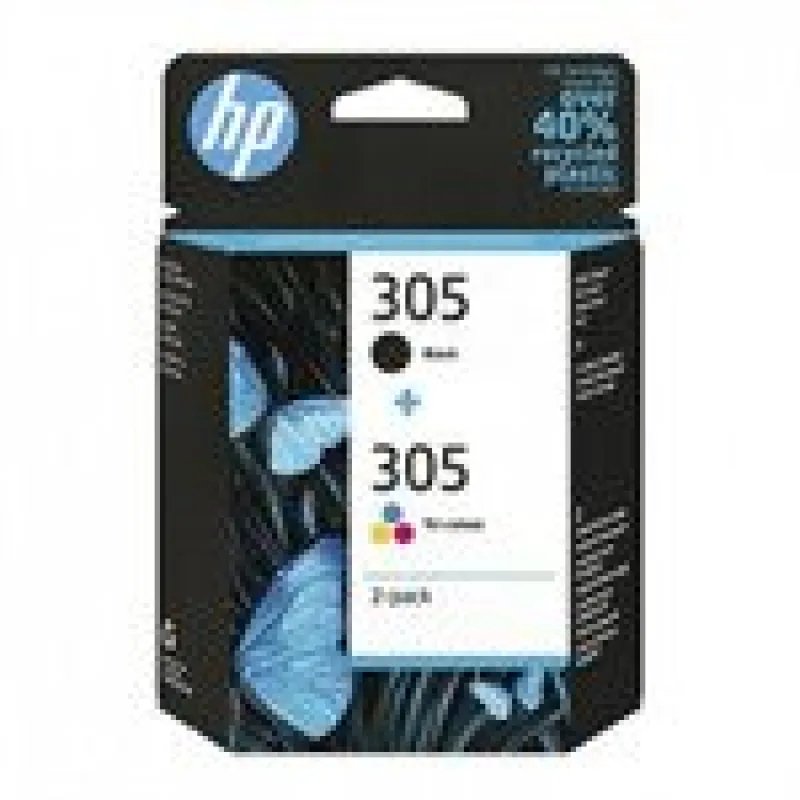 HP 305 2-Pack Tri-color/Black Original Ink Cartridge 6ZD17AE