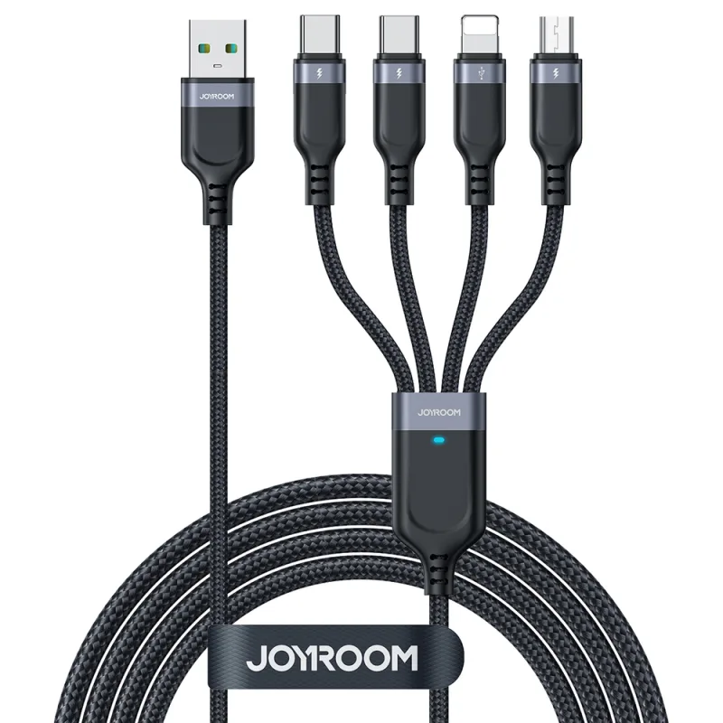 Rad Joyroom Multi-Use Series S-A18 4v1 USB-A - USB-C / USB-C / Lightning / micro USB kábel 1,2 m - čierny