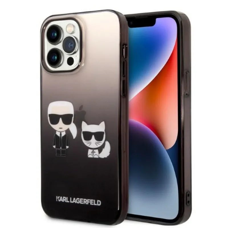 Karl Lagerfeld KLHCP14LTGKCK iPhone 14 Pro 6,1 "pevné puzdro čierna / čierna Gradient Ikonik Karl & Choupette