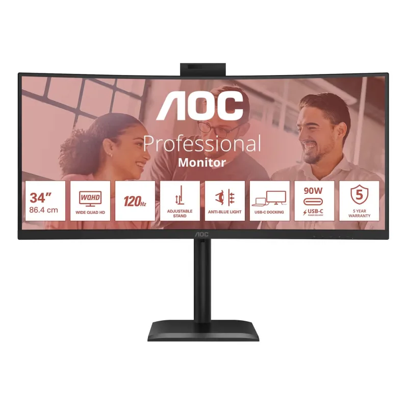 AOC/ CU34E4CW/ 34"/ VA/ wQHD/ 120Hz/ 4ms/ Čierna/ 5R CU34E4CW