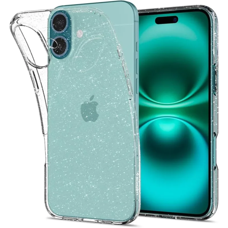 Puzdro Spigen Liquid Crystal iPhone 16 Plus – priehľadné trblietky