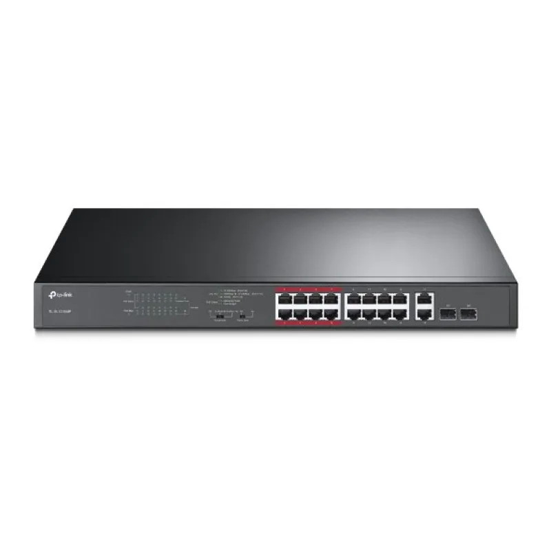 16-Port 10/100 Mbps + 2-Port Gigabit Rackmount Switch with 16-Port PoE+ …
