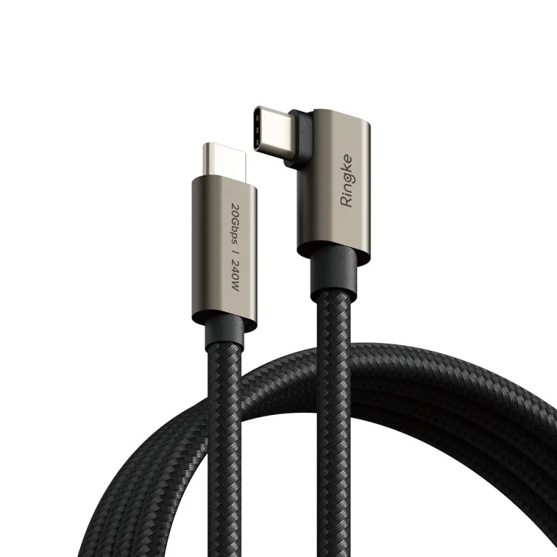 Ringke 3.2 gen. 2x2 USB-C, PD 3.1 240W 2m lomený kábel - čierny