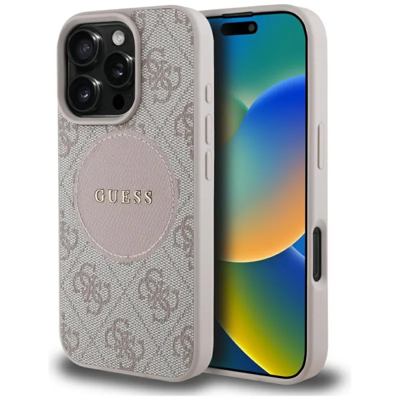 Puzdro Guess 4G Circle Classic Logo MagSafe iPhone 16 Pro – ružové