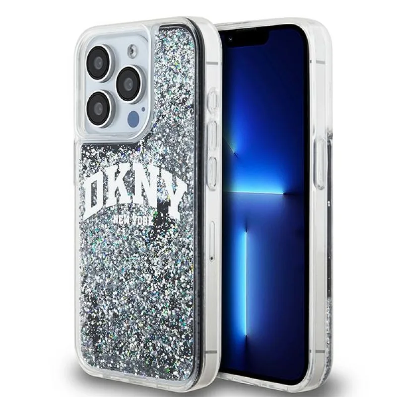 Obal DKNY Liquid Glitter Big Logo pre iPhone 15 Pro - čierny