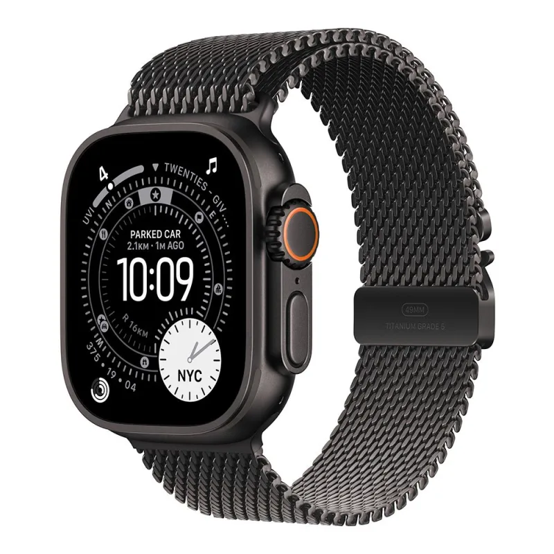 Apple Watch Ultra 3 GPS + Cellular 49mm Čierny titán s čiernym titánovým milánskym ťahom - L