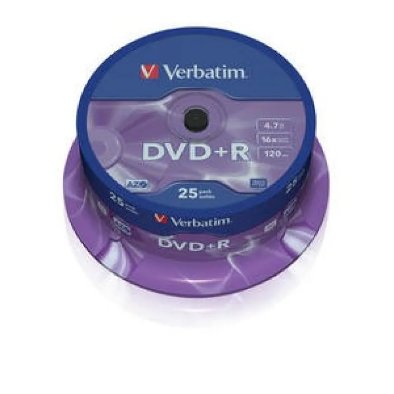 VERBATIM DVD+R(25-balenie)Vreteno/ General Retail/ 16x/ 4.7GB 43500