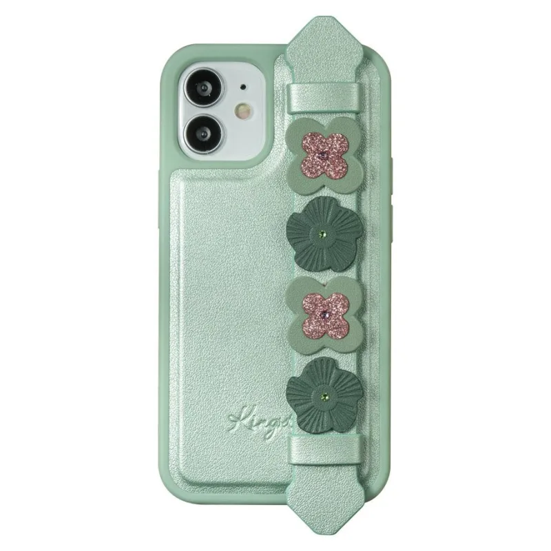 Puzdro Kingxbar Sweet Series zdobené originálnymi kryštálmi Swarovski iPhone 12 mini zelený