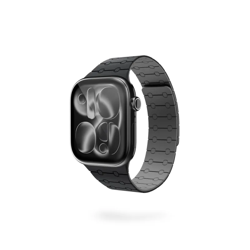 Epico Magnetic+ Silikonový remienok pre Apple Watch SE (44mm)/Series 1-9 (42/44/45mm) 10-11 (46mm)/Ultra (49mm) - čierna