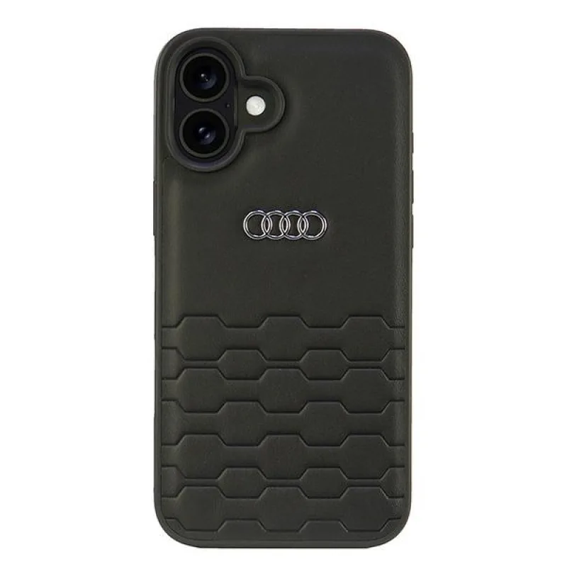 Pevné puzdro Audi Synthetic Leather iPhone 16 Plus 6,7" čierno/čierne AU-TPUPCIP16M-GT/D2-BK