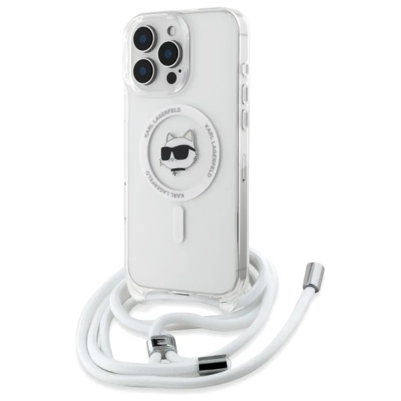 Karl Lagerfeld IML Choupette Head & Cord Magsafe Case pre iPhone 16 Pro Max – priehľadný