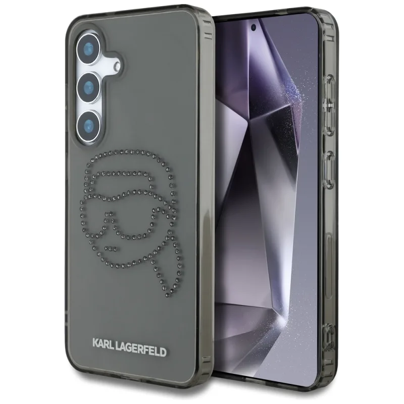 Puzdro Karl Lagerfeld Rhinestones Karl Head Logo Samsung Galaxy S25 čierne