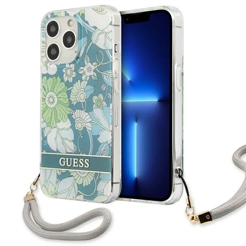 Guess GUHCP13XHFLSN iPhone 13 Pro Max 6,7" zelené/zelené pevné puzdro Flower Strap
