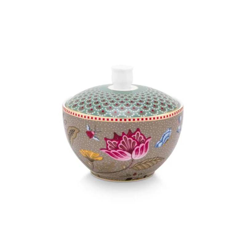 Pip Studio Blooming Tales cukřenka 300ml, modrá-khaki