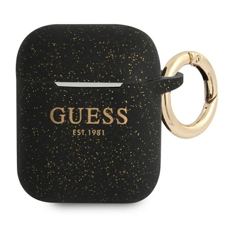 Guess GUA2SGGEK kryt AirPods black/black Silicone Glitter