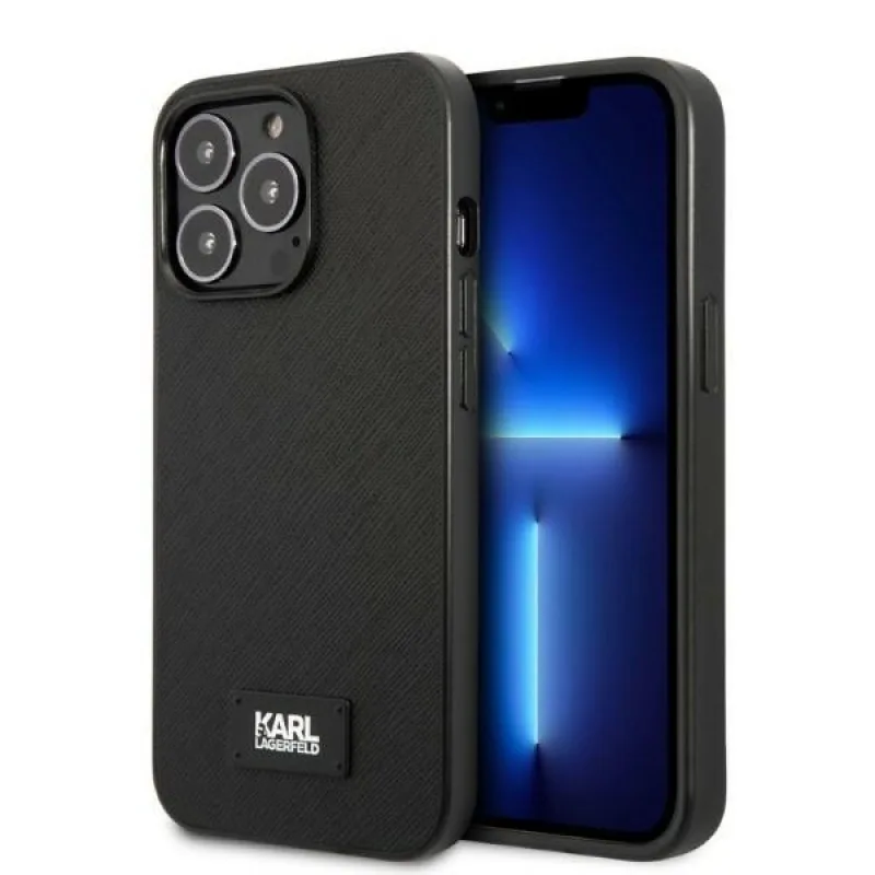 Karl Lagerfeld KLHCP13XSFMP2K pevné puzdro iPhone 13 Pro Max 6,7" čierna/čierna plaketa Saffiano