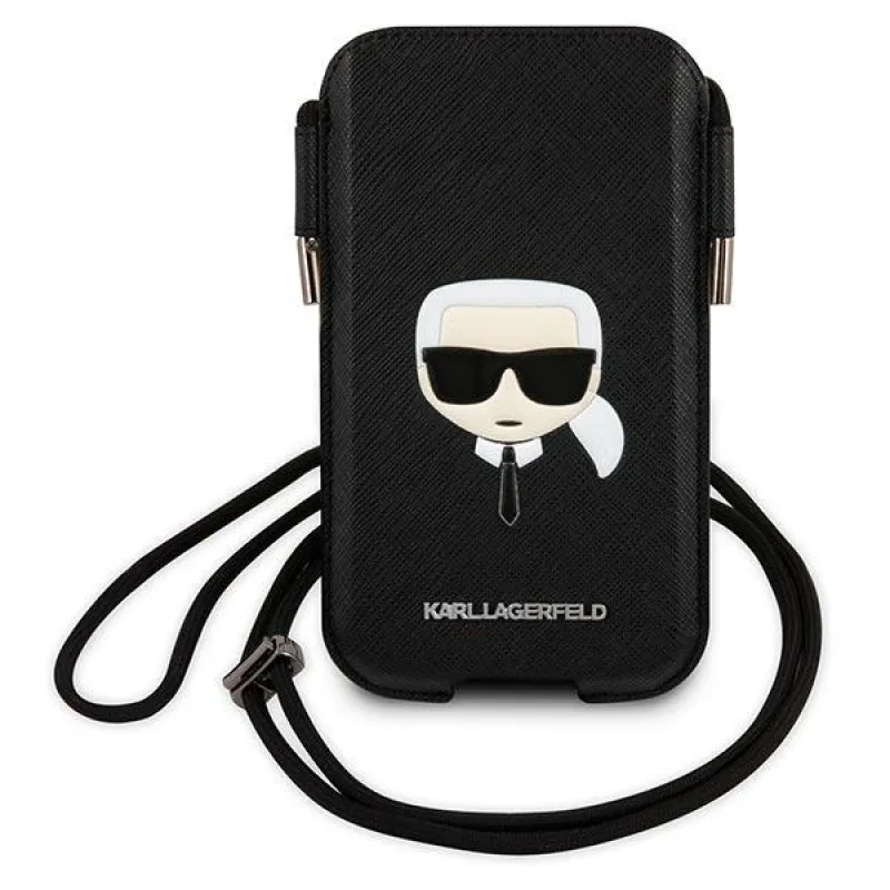Karl Lagerfeld Saffiano Ikonik Karl's Head kabelka - čierna